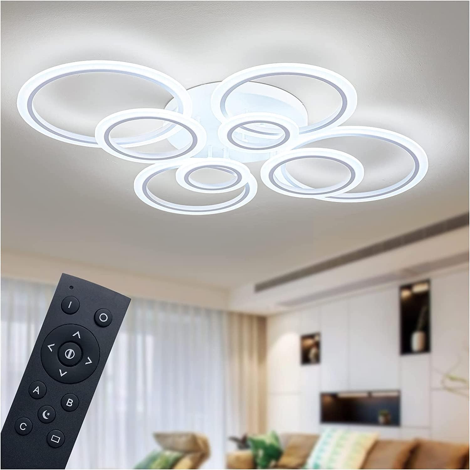 Modern LED Ceiling Light - Dimmable Chandelier for Living Room & Bedroom
