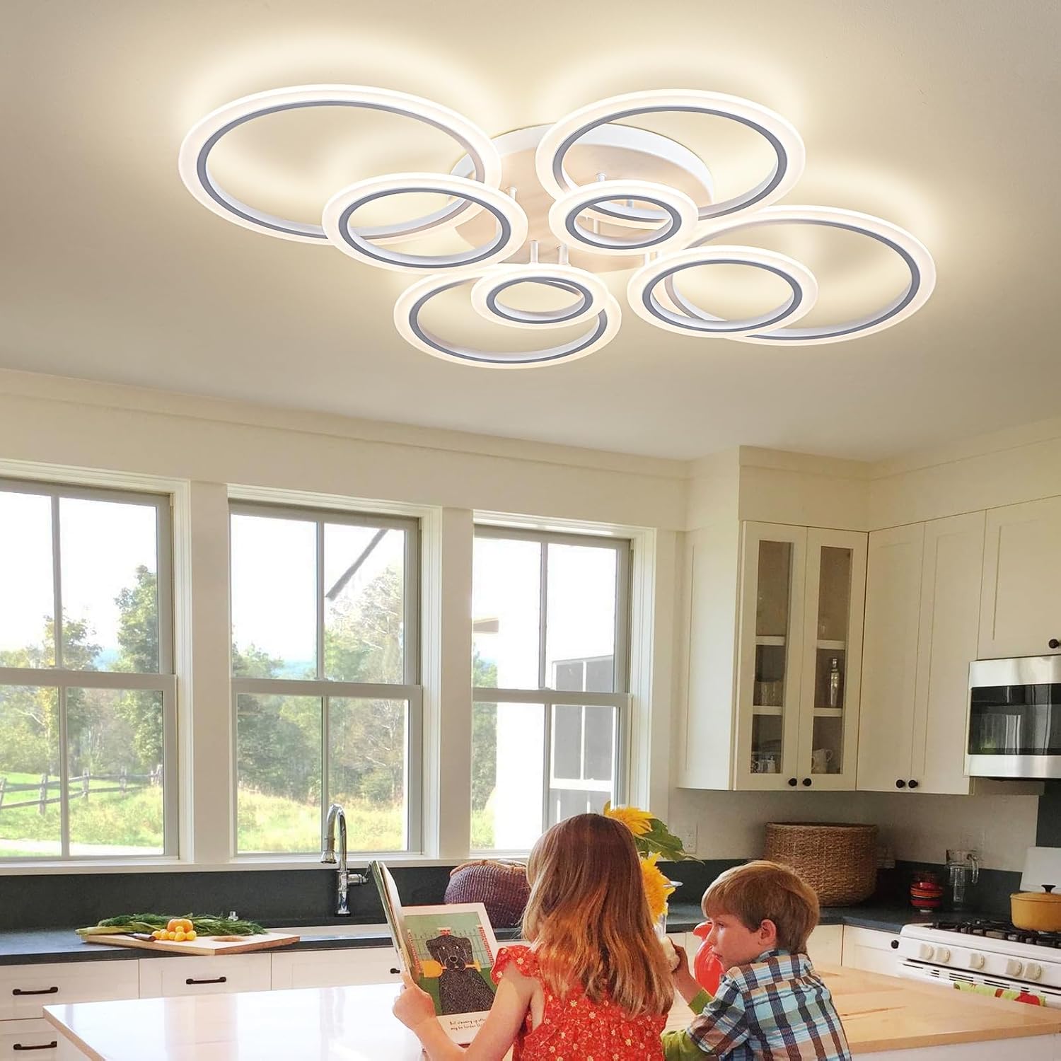 Modern LED Ceiling Light - Dimmable Chandelier for Living Room & Bedroom