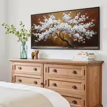 Cherry Blossom Wall Art - 3D Textured Canvas Print for Home Decor
