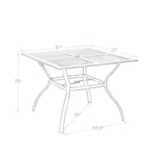 Outdoor Patio Dining Table - Black Metal Square Table with Umbrella Hole