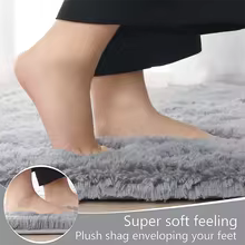 Soft Shaggy Area Rug - Plush Gray Carpet for Living Room & Bedroom