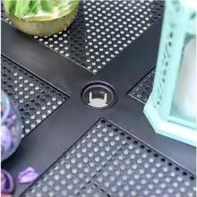 Outdoor Patio Dining Table - Black Metal Square Table with Umbrella Hole