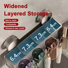 Suction Cup Toothbrush Holder With Squeezer Perforation-free Bathroom Shelf Mouthwash Cup Toothbrush Holder