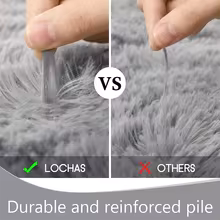 Soft Shaggy Area Rug - Plush Gray Carpet for Living Room & Bedroom