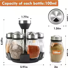 Glass Spice Jars Set - 6-Piece Kitchen Storage Containers with Rack