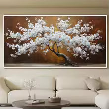 Cherry Blossom Wall Art - 3D Textured Canvas Print for Home Decor