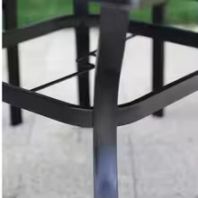 Outdoor Patio Dining Table - Black Metal Square Table with Umbrella Hole
