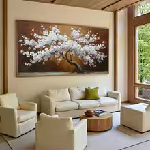 Cherry Blossom Wall Art - 3D Textured Canvas Print for Home Decor